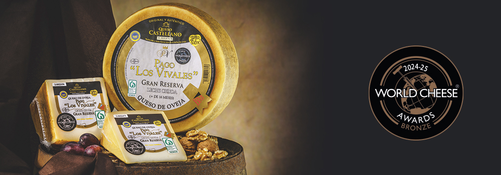 Medalla de Bronce World Cheese Awards 2024-2025 para el Queso de Oveja de leche cruda Gran Reserva Etiqueta Gris de Pago «Los Vivales»