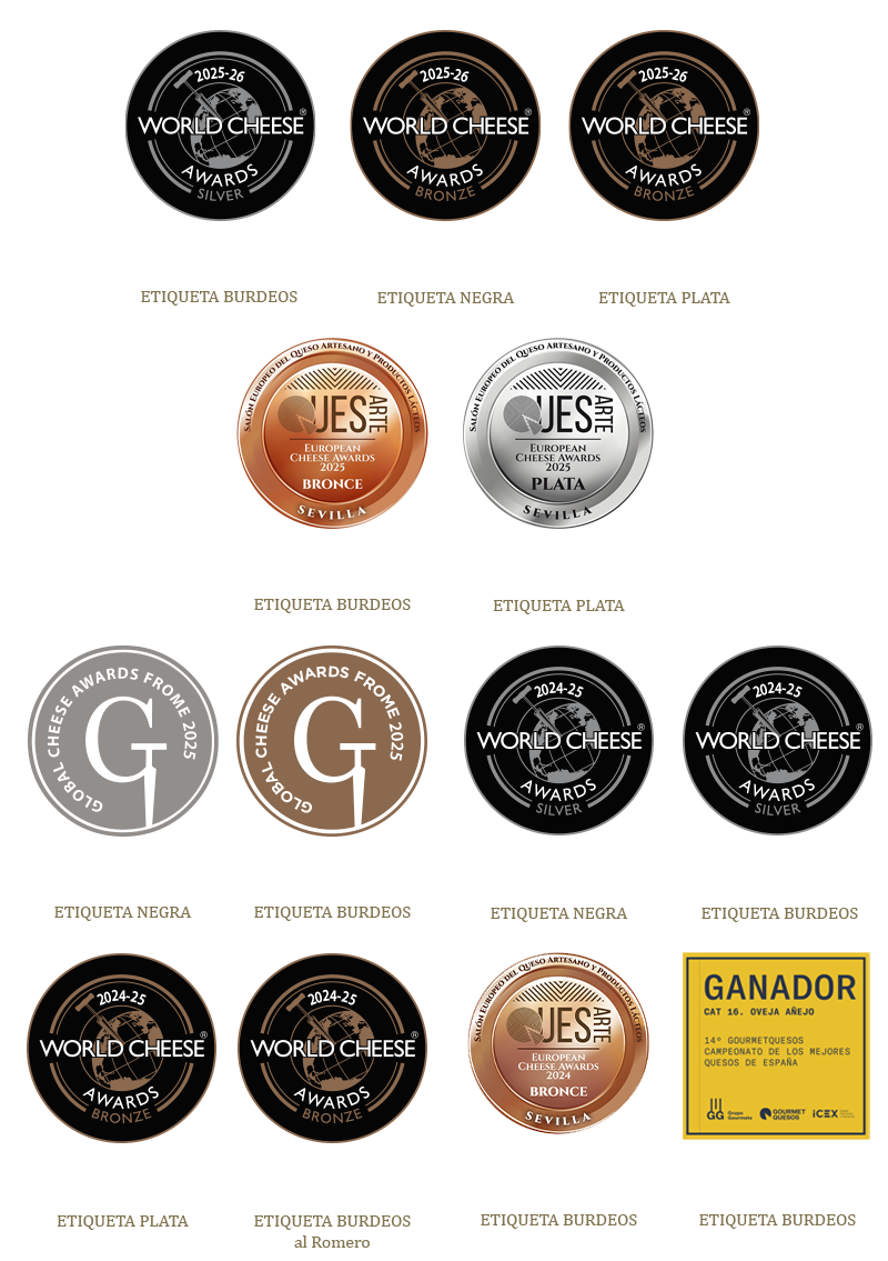 Premios obtenidos por los quesos Pago Los Vivales